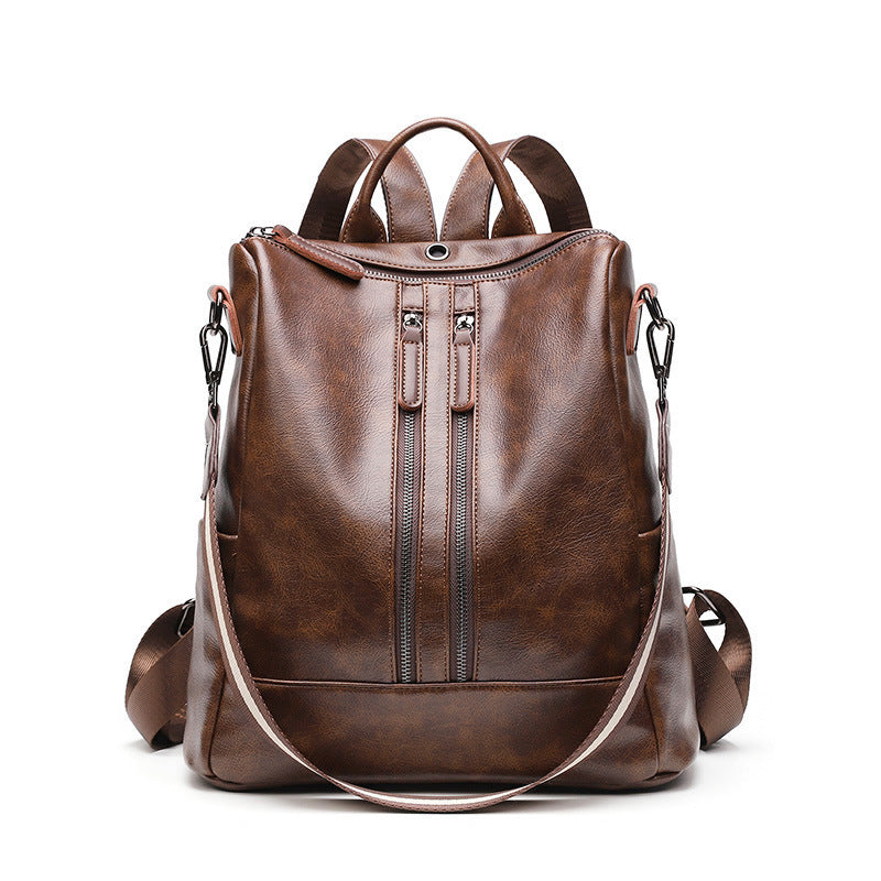 All-Match Soft Leather Travel Backpack