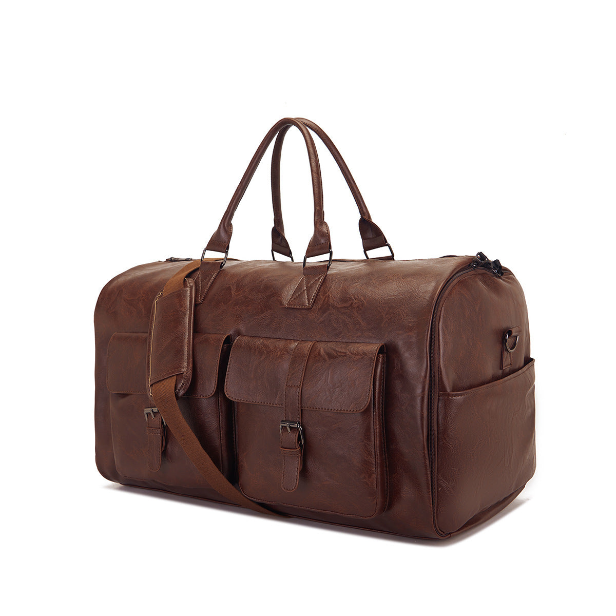 Portable PU Leather Garment Travel Bag