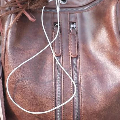 All-Match Soft Leather Travel Backpack