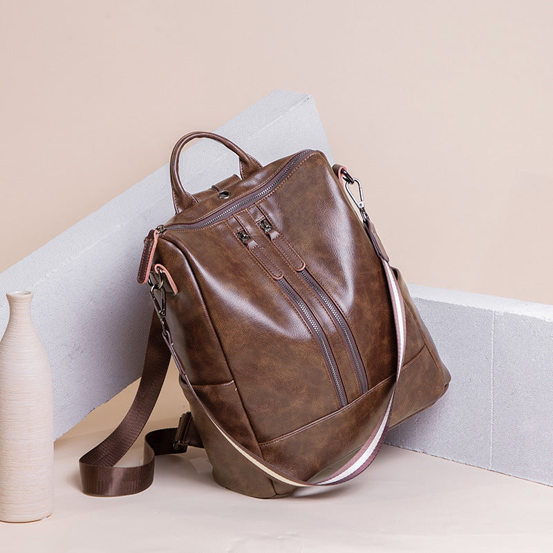 All-Match Soft Leather Travel Backpack