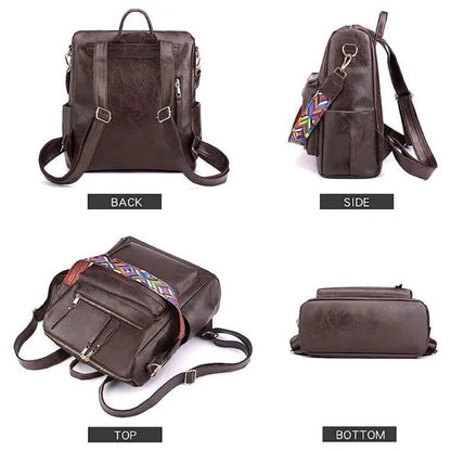 Women’s PU Leather Fashion Backpack & Shoulder Bag