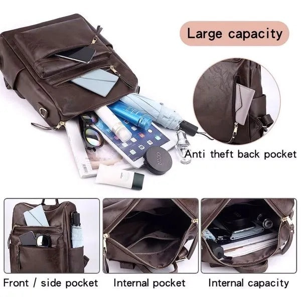 Women’s PU Leather Fashion Backpack & Shoulder Bag