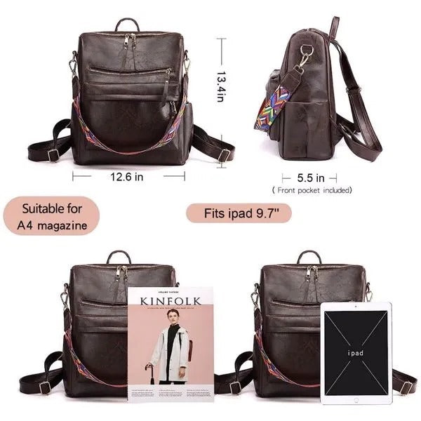 Women’s PU Leather Fashion Backpack & Shoulder Bag