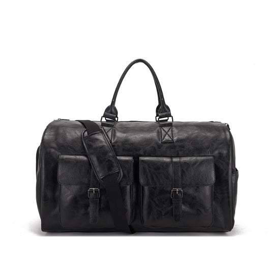 Portable PU Leather Garment Travel Bag