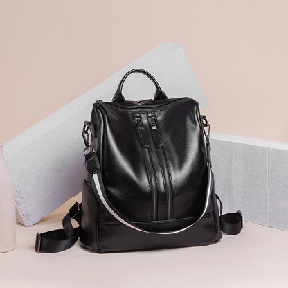All-Match Soft Leather Travel Backpack