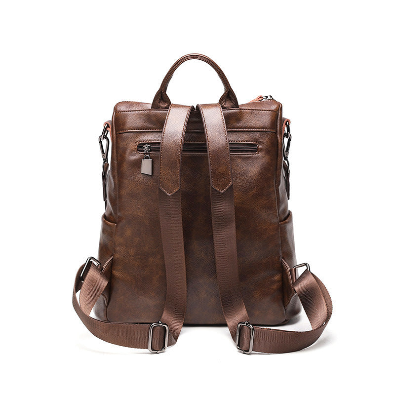 All-Match Soft Leather Travel Backpack